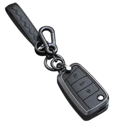 新品 Yinki フォルクスワーゲン スマート キーケース キーカバー アクセサリー 車 キーケース 新型 vw Golf 7 MK7 パサート ゴルフ ポロ カバー リモコンケース 車用 鍵 保護 アルミニウム合金 革 鍵を保護 キーチェーン ネジなし