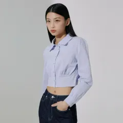 ミッソ クロップド シャツ ブラウス スカイブルー ライトブルー COS ZARA H&M 8seconds