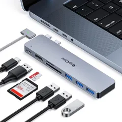 RayCue Macbook Air/Pro ハブ 7ポートUSB C 変換アダプタ ドッキングステーション PD充電 Thunderbolt 3 SD/TFカード USB3.0ポート*3 超軽量 コンパクトso fd37b30a