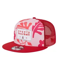 ニューエラ メンズ アクセサリー 帽子 New Era Mens Red Los Angeles Angels Bikini Bottom Trucker 9FIFTY Snapback Hat Re