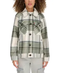 リーバイス レディース アウター ジャケット・ブルゾン ウール シャツ ジャケット Levis Womens Wool Blend Shirt Jacket Sage Plaid セージのサムネイル