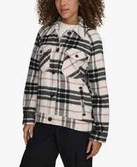 リーバイス レディース アウター ジャケット・ブルゾン ウール シャツ ジャケット Levis Womens Wool Blend Shirt Jacket Rose Multi Plaid マルチカのサムネイル
