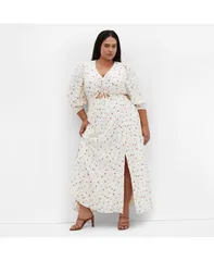 シティーシック レディース トップス ワンピース マキシワンピース プラスサイズ プリント マキシ CITY CHIC Plus Size Jolene Print Maxi Dress Ivory bliss アイボリー