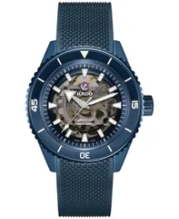 ラド メンズ アクセサリー 腕時計 キャップ Rado Mens Swiss Automatic Captain Cook Navy Blue Rubber Strap Watch 43mm No Color ネイビー