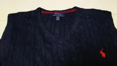 ポロ ネイビー Vネック ケーブルニットベスト ポール1207