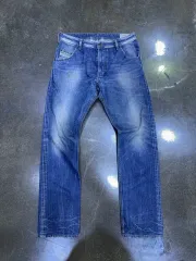 DIESEL クルーリー ヴィンテージ ウォッシュ ダメージ レギュラー スリム デニムパンツ 32