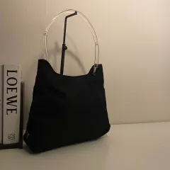 PRADA / ヴィンテージ プラダ 三角ロゴ ポコノ ブラック ナイロン ONE ショルダーバッグ