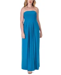 24 セブンコンフォート レディース トップス ワンピース A ライン プリーツ ストラップレス マキシ 24seven Comfort Apparel Pleated A Line Strapless Maxi Pocket Dress Turquoise
