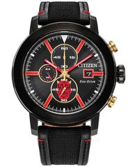 シチズン メンズ アクセサリー 腕時計 ナイロン レザー Citizen EcoDrive Mens Chronograph Star Wars Darth Maul Mastermind Black