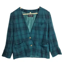 FEMICRAFT ヴィンテージ グリーン CHECK ブレーザー L レトロ CHECK ジャケット