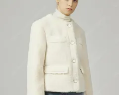 SISTINA ブークレ ファー ジャケット アイボリー (66)