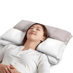 YOIIYO 枕 首が痛くならない 人気 まくら 安眠枕【二層構造?耳と後頭部の凹型中空設計】低反発 高反発 抱き枕 首や肩の負担にならない 立体構造40x60cm 6/10cm高さ調節可能 横向き?仰向き?うつ伏せ寝対応 丸洗い可能 やわら c2284af4