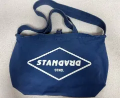 ブルー キャンバス レタリング ドットバッグ ショルダーバッグ