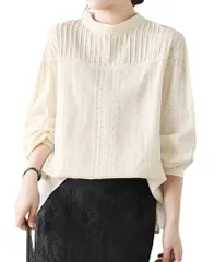 【新着商品】ブラウスシャツ レディース 長袖 レース ブラウス シャツ 純色 柔軟 ゆったり きれいめ トップス 通気