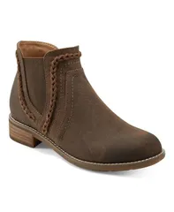 アース レディース シューズ ブーツ・レインブーツ ヒール Earth Womens Nika Stacked Heel Booties Brown Suede ブラウンのサムネイル
