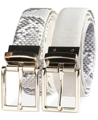 カルバンクライン レディース アクセサリー ベルト レザー Calvin Klein Womens Reversible Leather Pant Belt Greywhite ホワイトのサムネイル
