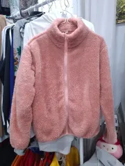 ピンク ボア フリース ジップアップ ジャケット