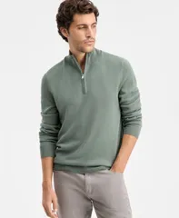 アルファニ メンズ アウター ニット・セーター 長袖 Alfani Mens LongSleeve HalfZip Merino Sweater New Sage セージのサムネイル