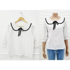 --- 5 000 一つ... ( 44 55 サイズ ラウンドカラー ブラウス 382