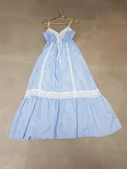 スカイブルー レース ロング ONE PIECE 55 66 日本 ヴィンテージ 森ガール ギャル 姫ギャル ローリー ストーン