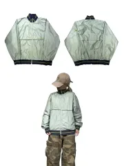 アシックス ライトグリーン オーバーサイズ ウィンドブレーカー ジャケット