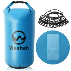 Washsh 洗濯袋 洗濯バッグ ドライバッグ 洗濯 旅行 トラベル用品 旅行便利グッズ 防災 防災グッズ アウトドア ランドリーバッグ ランドリーネット 洗濯紐付属 (10L, ライトブルー)