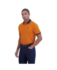 ベンシャーマン メンズ トップス ポロシャツ Ben Sherman Mens Checker Rib Tech Pique Sports Fit Polo Shirt Amber アンバーのサムネイル
