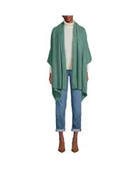 ランズエンド レディース アウター ニット・セーター Lands End Womens CashTouch Shawl Wrap Washed evergreen