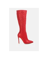 ロンドンラグ レディース シューズ ブーツ・レインブーツ ヒール London Rag tinkles embossed high heeled calf boots Red レッド