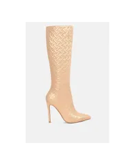ロンドンラグ レディース シューズ ブーツ・レインブーツ ヒール London Rag tinkles embossed high heeled calf boots Beige ベージュ