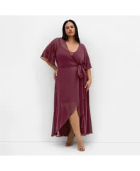 シティーシック レディース トップス ワンピース プラスサイズ CITY CHIC Plus Size Lovers Lane Dress Red burgundy レッド
