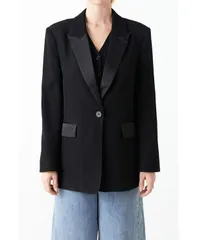 グレー ラブ レディース アウター ジャケット・ブルゾン ジャケット Grey Lab Womens Tuxedo Oversized Jacket Black ブラック
