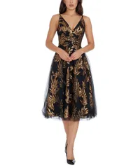 ドレスザポプレーション レディース トップス ワンピース チュール スパンコール Dress the Population Womens Courtney Sequin and Tulle Dress Gold Multi ゴールド