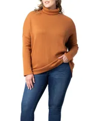 キヨナ レディース アウター ニット・セーター タートルネック プラスサイズ セーター Kiyonna Womens Plus Size Paris Turtleneck Tunic Sweater Camel キャメル