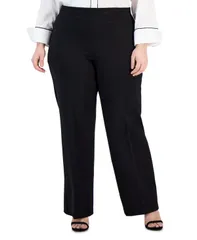 アンクライン レディース ボトムス カジュアルパンツ プラスサイズ パンツ Anne Klein Plus Size Compression PullOn WideLeg Trousers Anne Black ブラック