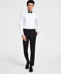 カルバンクライン メンズ ボトムス カジュアルパンツ ウール Calvin Klein Mens SkinnyFit Wool Tuxedo Pant Black ブラック