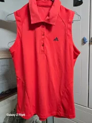 アディダス オレンジ色 ノースリーブ カラ Tシャツ