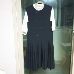 ブラック プリーツ レイヤード ONE PIECE