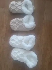 冬用スリッパ靴下（レディース）Free!サイズ ２足 ベージュ/白