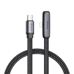 新品 Mcdodo L字型 90度曲げ ケーブル 1.8m 高耐久 断線防止 ナイロン編み LED表示ライト付き PD 36W 急速充電 高速データ転送 タイプc ライトニングケーブル iPhone/iPad/iPod 対応 (ブラック Type-C to