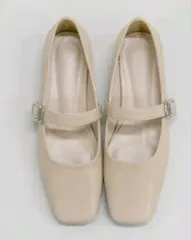 新品240 ヒール1 5 ベージュ メリージェーン フラット シューズ