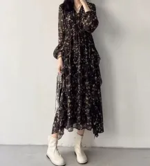 Vネック フラワー ONE PIECE - M