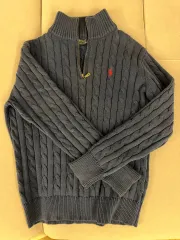 ポロ ハーフジップ ニット (ネイビー)