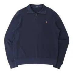 POLO RALPH LAUREN ポロ ラルフローレン ネイビー マルチポニー ハーフジップアップ ニット