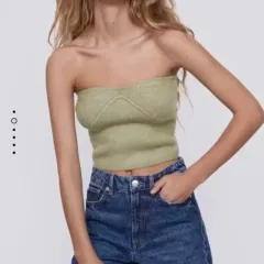 ZARA ニット チューブトップ グリーン