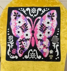 【新品】ANNA SUI 蝶々 刺繍 ブラック タオルハンカチ