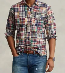 ポロ ラルフローレン パッチワーク CHECK シャツ メンズ95-100