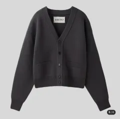 S レクト ルーズ コンパクト ニット カーディガン チャコール 出品