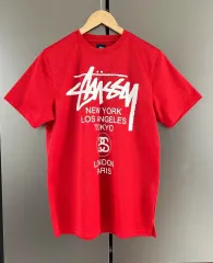 STUSSY WORLD TOUR メッシュ 半袖 Tシャツ レッド