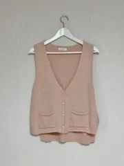 ピンク ニット ベスト